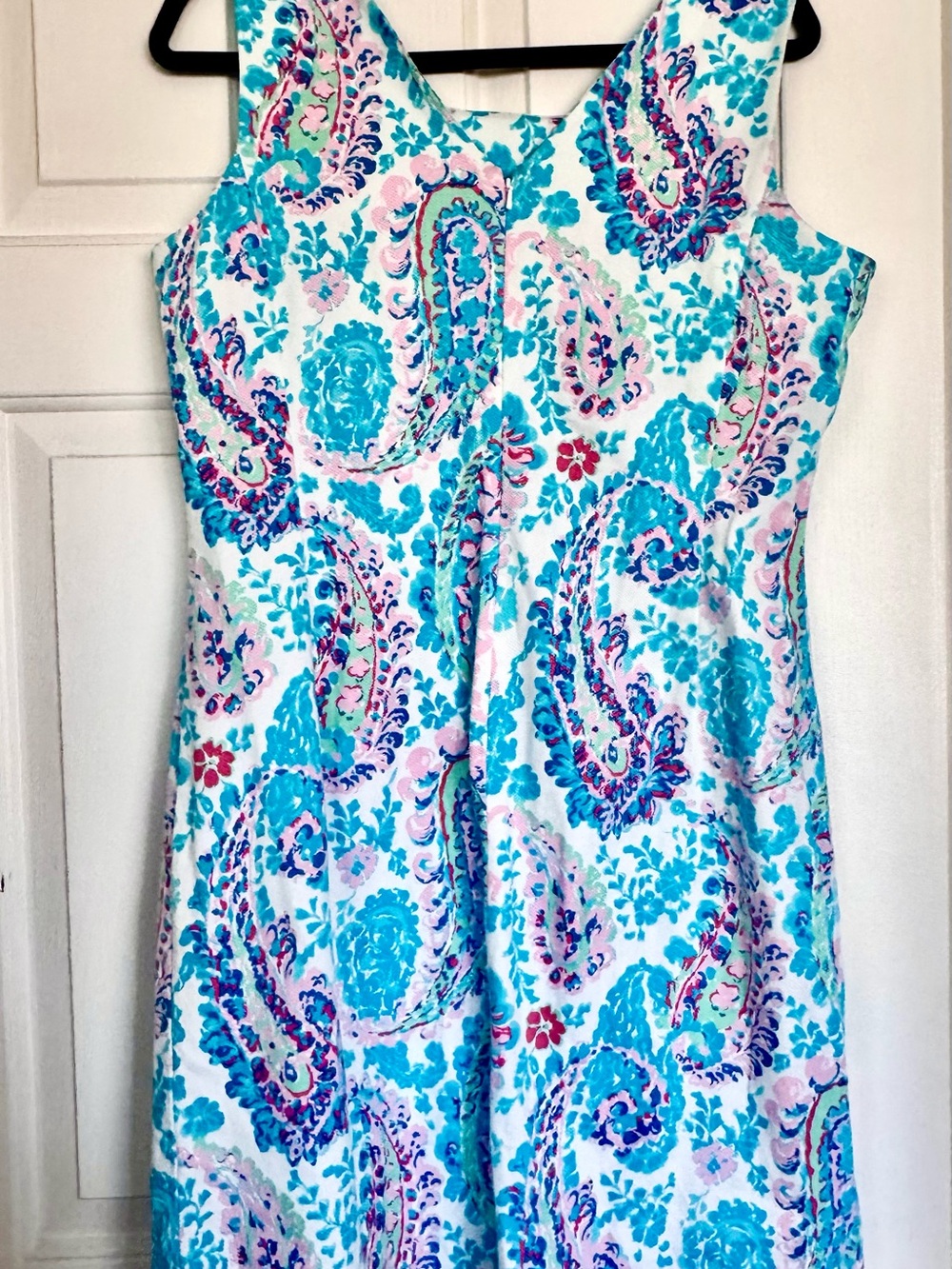 Talbots Multicolor Floral Sheath Dress in Aqua and Pink - Picture 7 of 8